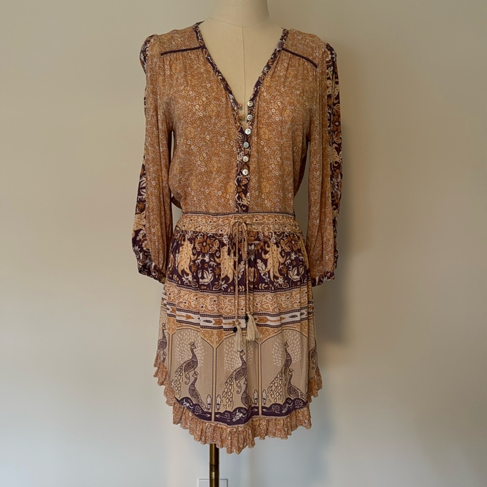 Spell Bohemian Paisley Dress in Brown and Purple